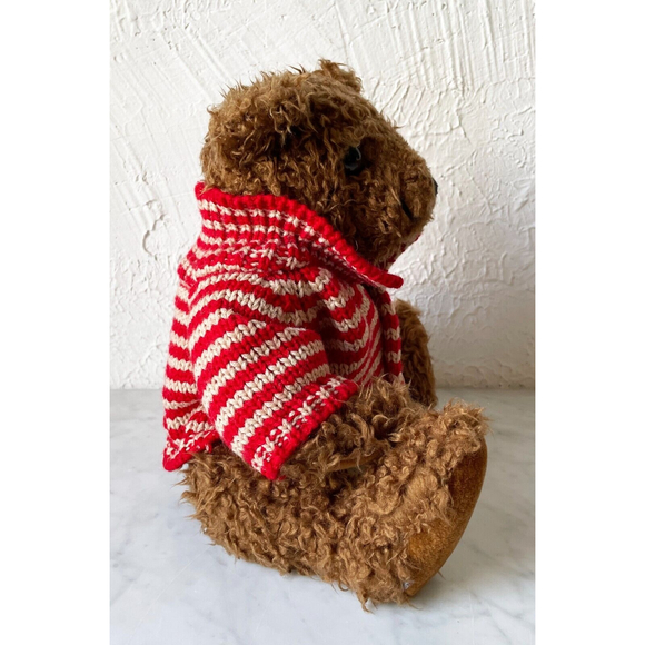 Giorgio Beverly Hills Plush Brown Teddy Bear Striped Sweater Vintage 1996 - Picture 3 of 11
